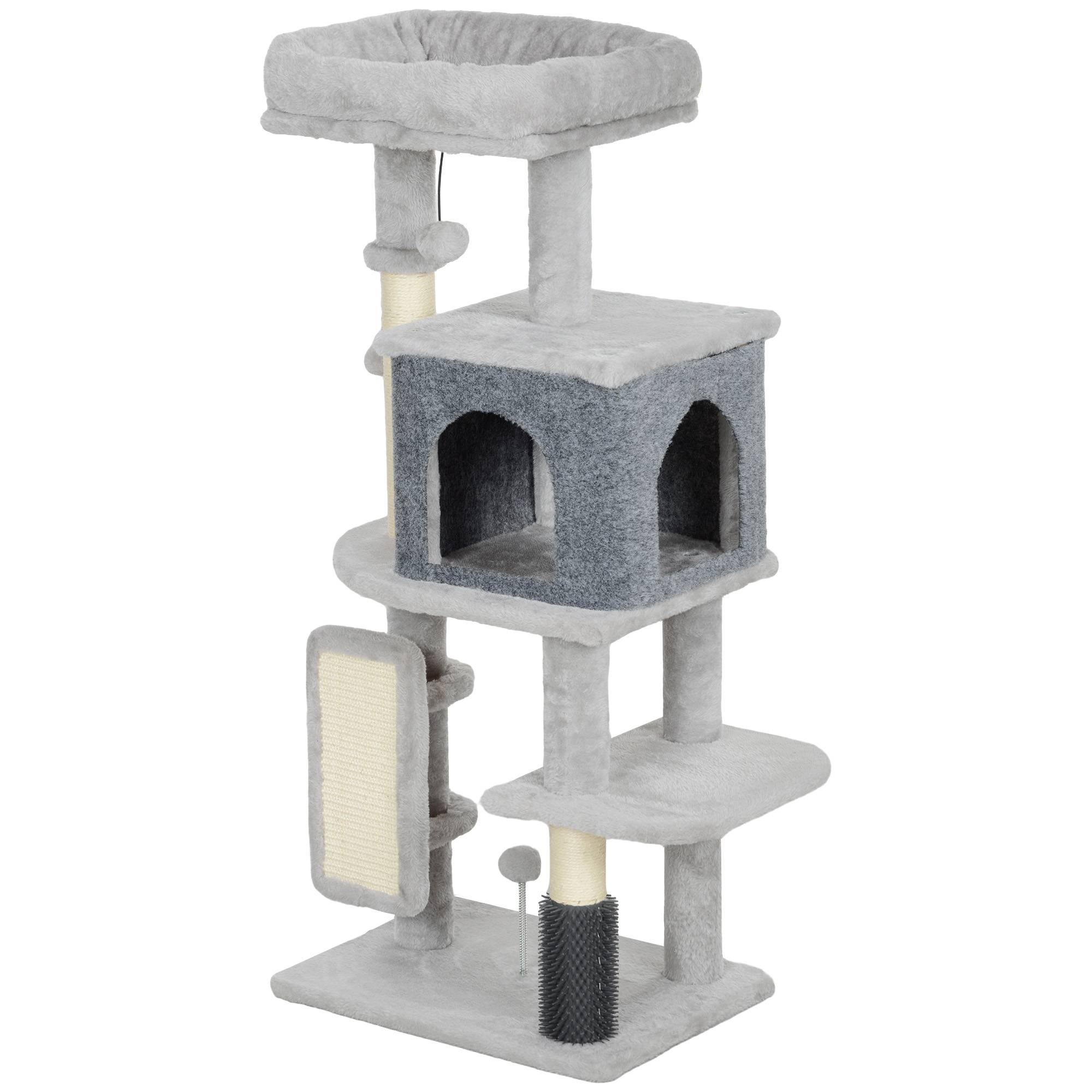 Arbre à chat sisal et peluche gris clair 44 x 34 x 104 cm - PANGIVO - Image 2