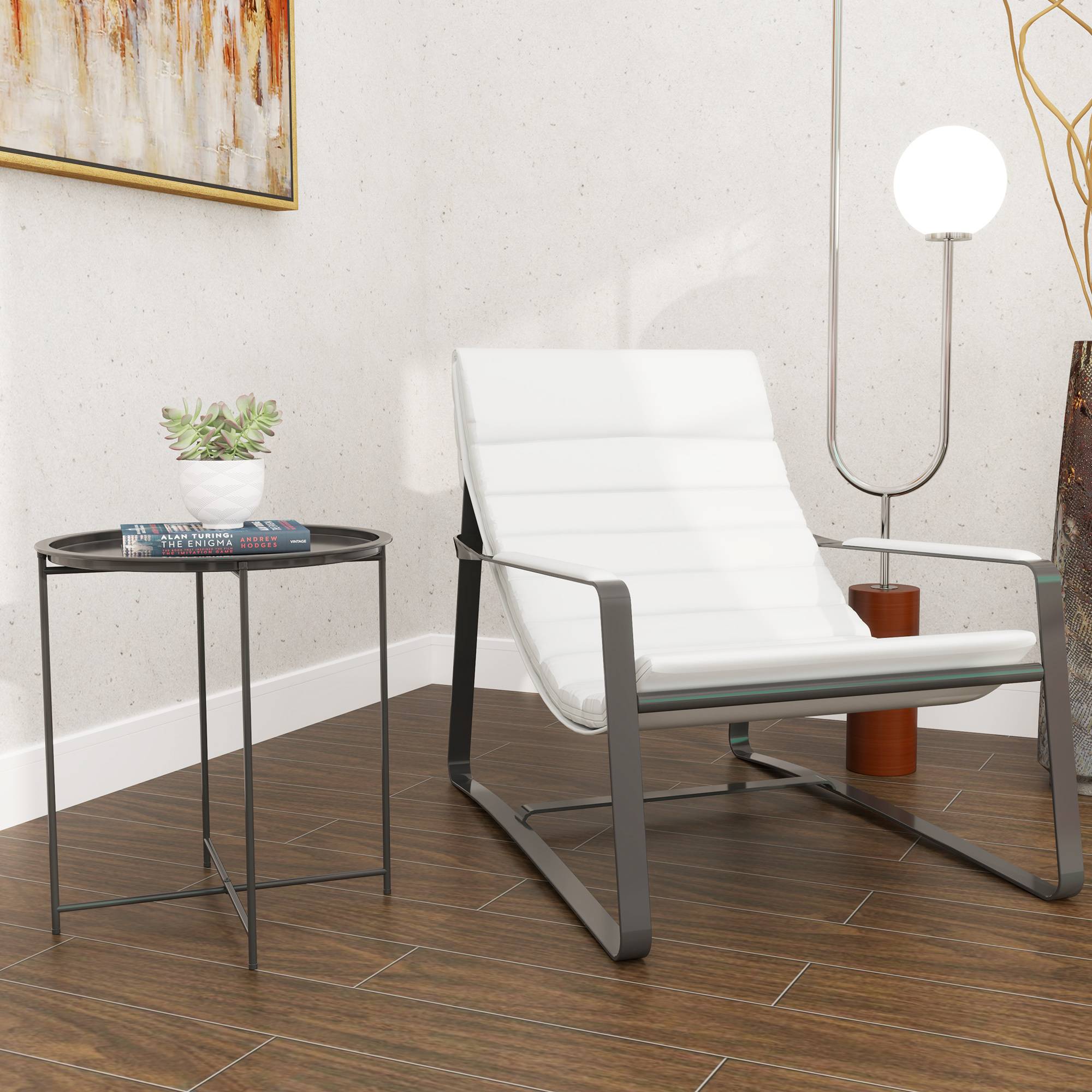 Outsunny - Table basse ronde jardin plateau amovible bord relevé pieds pliables cadre acier noir - Outsunny - Image 4