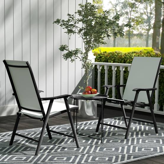 Outsunny - Table basse ronde jardin plateau amovible bord relevé pieds pliables cadre acier noir - Outsunny - Image 5