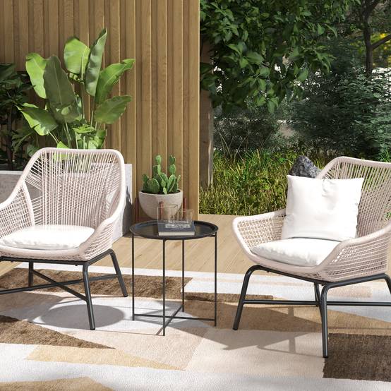 Outsunny - Table basse ronde jardin plateau amovible bord relevé pieds pliables cadre acier noir - Outsunny - Image 2