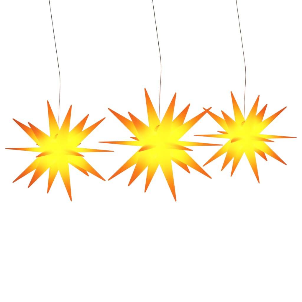 Lot de 3 Étoiles de Noël LED Pliables à Piles Décoration Fête Jaune – ComfortXL Outdoor Living - Image 2