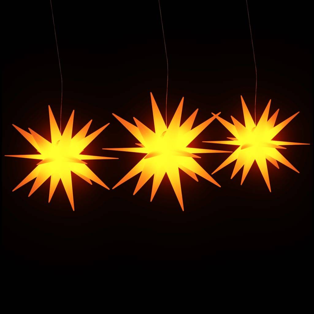 Lot de 3 Étoiles de Noël LED Pliables à Piles Décoration Fête Jaune – ComfortXL Outdoor Living - Image 3