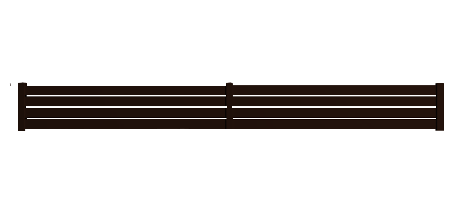 Portail Packit - Clôture alu 4 lames modèle ajouré en kit - 2 éléments dim. L4154 mm (poteaux compris) x H455 mm  Marron RAL 1247