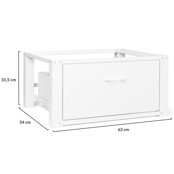 Support pour machine à laver 63 x 54 cm socle réhausseur en métal avec tiroir - Image 5