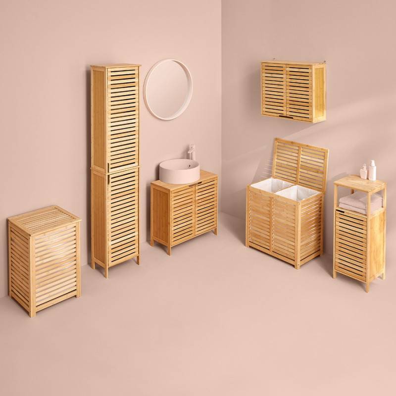Importdistrib - Panier à linge double en bambou Sicela 5five - Imagen 5