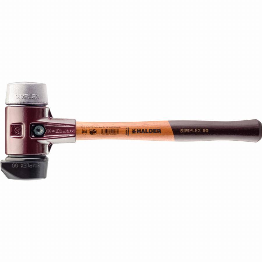 Maillet HALDER SIMPLEX Caoutchouc chargé, avec pied intégré / métal doux, avec boîtier en fonte malléable et manche en bois de haute qualité - D=60 mm