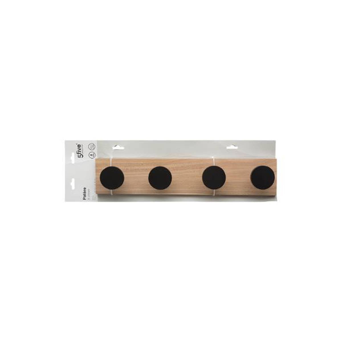 Patère en Bois "4 Têtes" 40cm Noir - Image 2