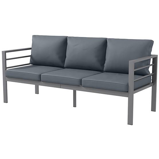 Canapé de jardin 3 places aluminium gris 185 x 66 x 64 cm - PANGIVO - Image 2