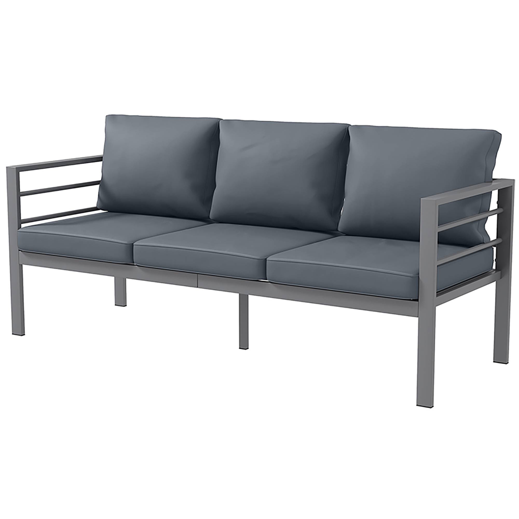 Canapé de jardin 3 places aluminium gris 185 x 66 x 64 cm - PANGIVO - Image 2