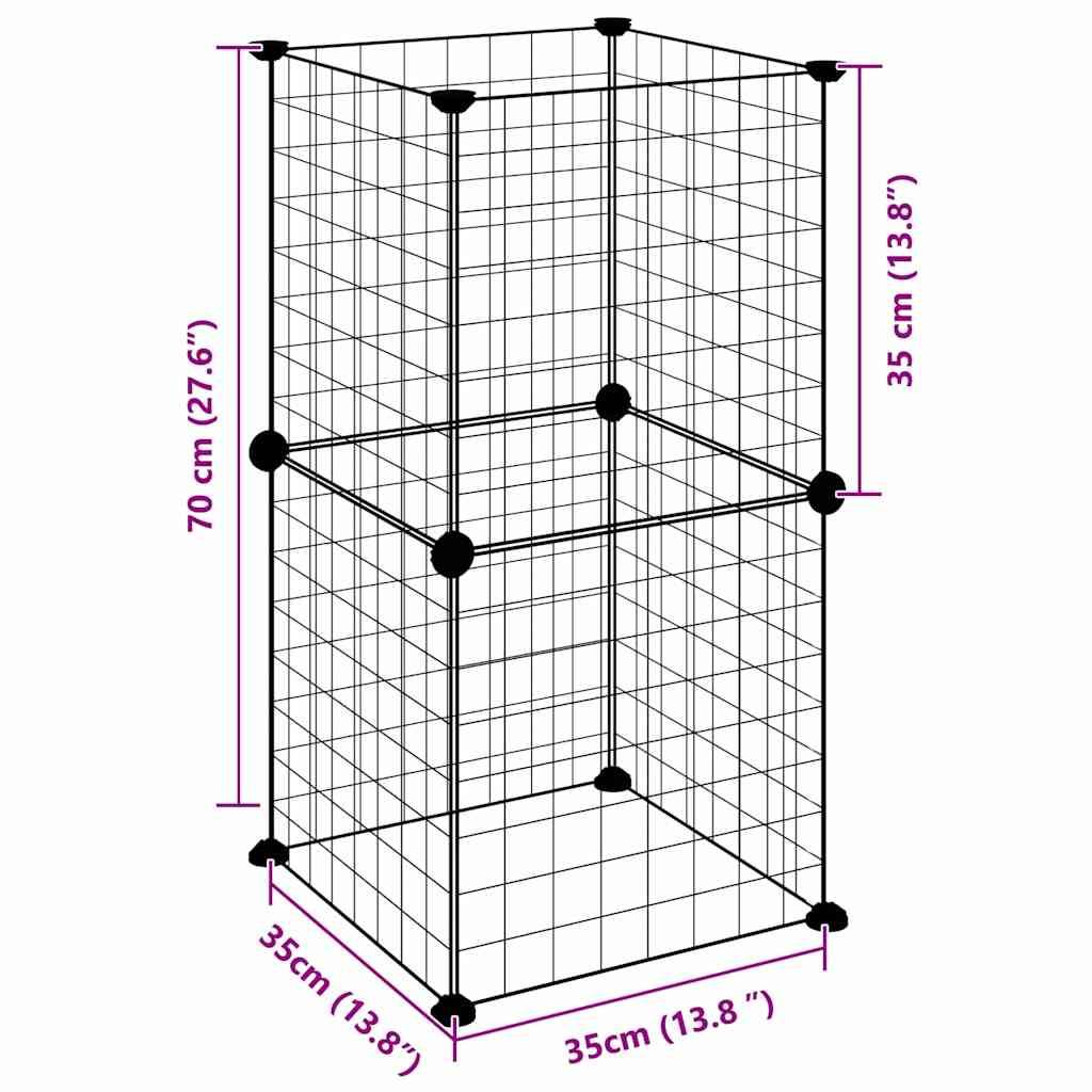 Vidaxl - Cage animaux de compagnie à 8 panneaux Noir 35x35x70 cm Acier vidaXL 3114031 - Imagen 3
