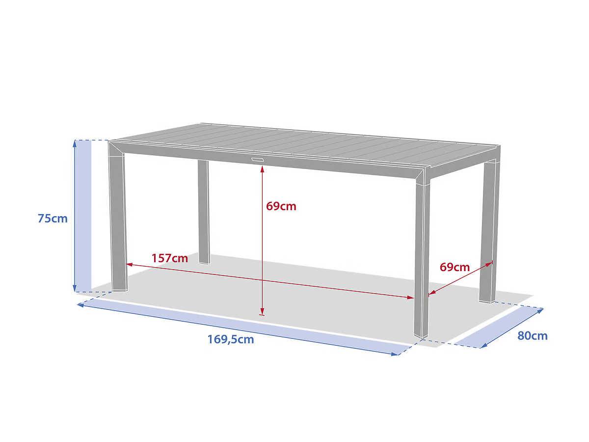 Hesperide - Table de jardin rectangulaire alu Evasion 6 places effet bois Lin et argile + 6 fauteuils Piazza - Hespéride - Image 1