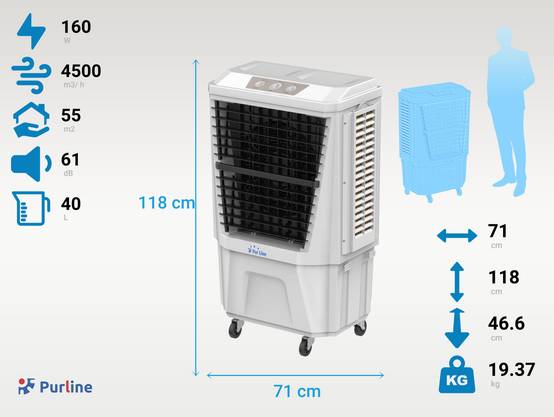 Purline - Rafraichisseur d'air par évaporation à débit élevé minuterie et 3 vitesses - Purline - Image 3