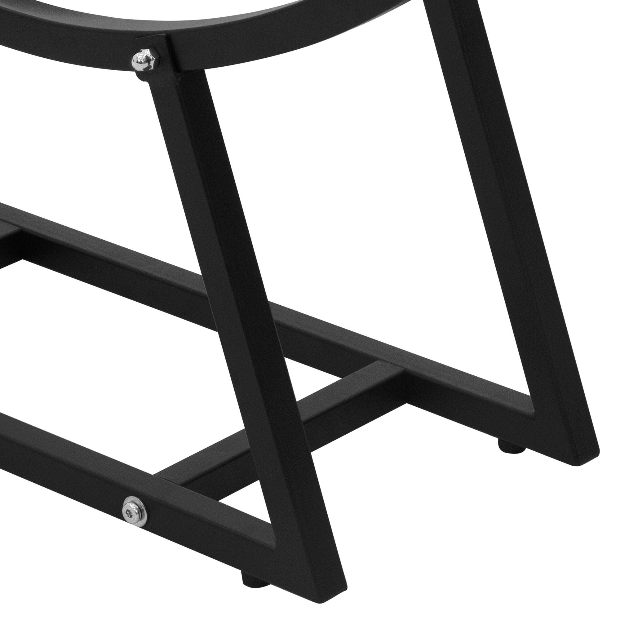 Ml-Design - Étagère à bois porte range bûche de cheminée demi-rond en acier noir 55x21x94 cm - Imagen 7