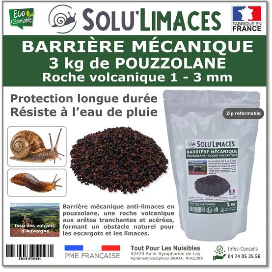 SOLU'LIMACES - POUZZOLANE 3 kg - Barrière Anti Limaces, Escargots et autres gasteropodes - Image 1