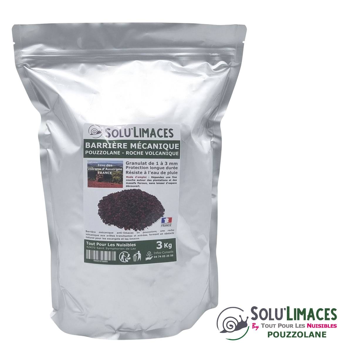 SOLU'LIMACES - POUZZOLANE 3 kg - Barrière Anti Limaces, Escargots et autres gasteropodes - Image 2