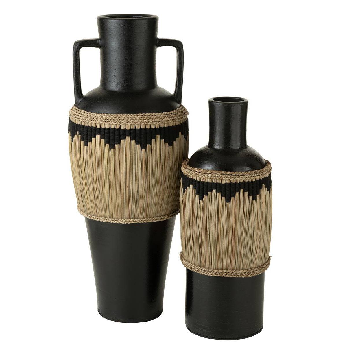 J-Line - Vase Bouteille Déco "Herbes" 75cm Noir - Image 2