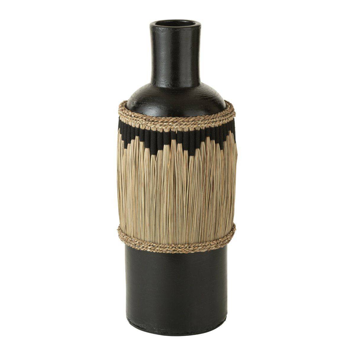 J-Line - Vase Bouteille Déco "Herbes" 75cm Noir - Image 1