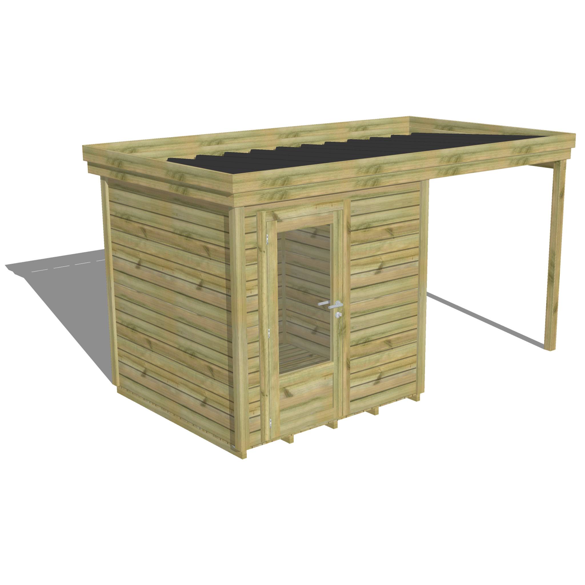 Abri Français - ABRI DE JARDIN bois  autoclave 27mm - 4,14x2,14m / 9m2 - Bac acier - Plancher bois
