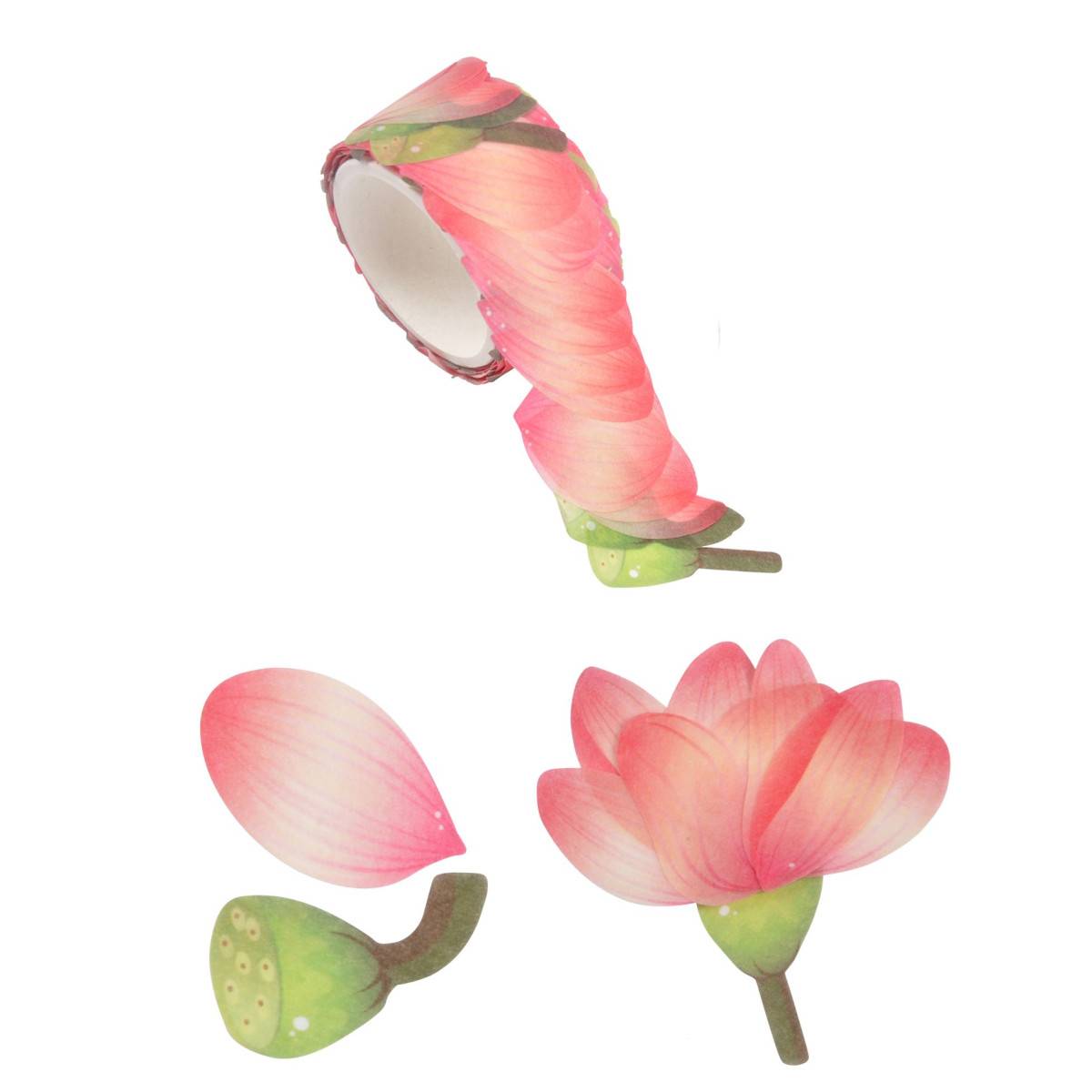 Ruban Masking Tape "200 Pétales Tulipes" 3cm Rose - Image 1