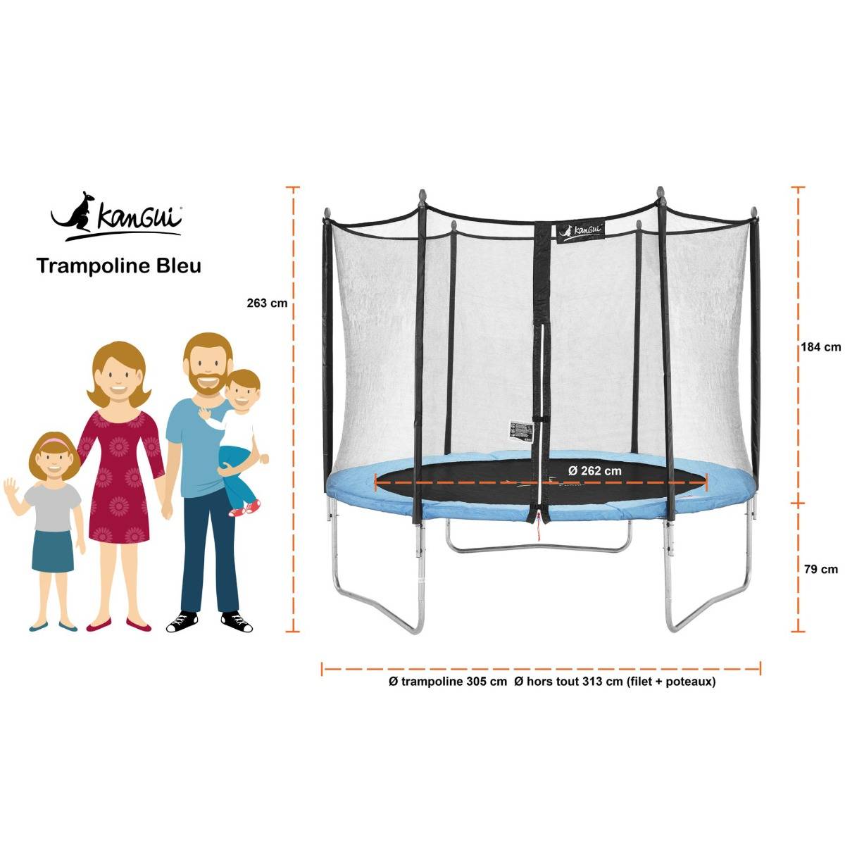 Kangui - Trampoline de jardin 305cm + filet de sécurité | Normes CE/EU Kangui - Imagen 4