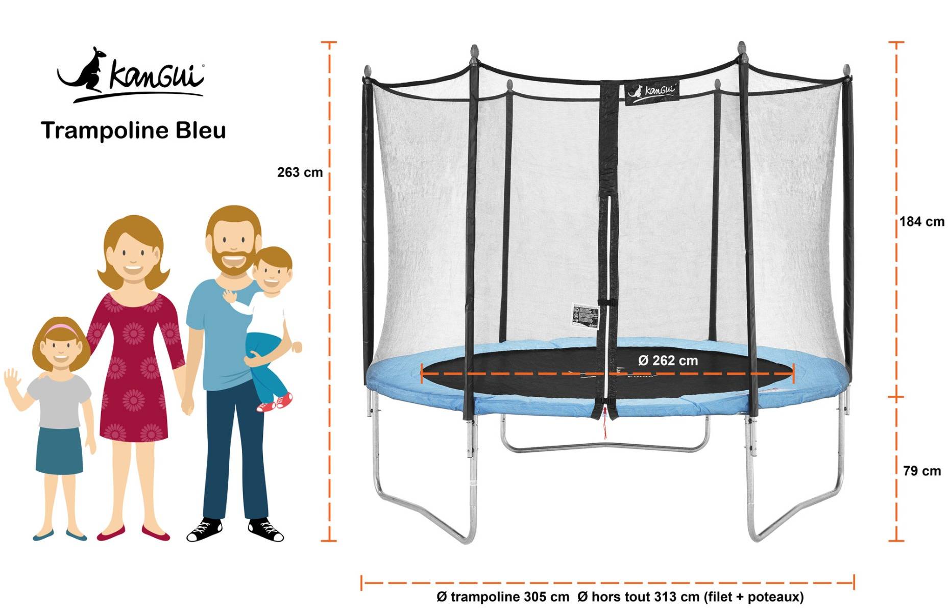 Kangui - Trampoline de jardin 305cm + filet de sécurité | Normes CE/EU Kangui - Imagen 7