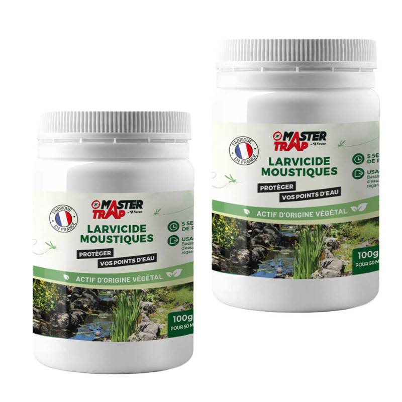 Lot 2 larvicides anti-moustiques - MASTER TRAP BY FAVEX – Anti larves moustiques et mouches – 10 semaines – Pot de 100g