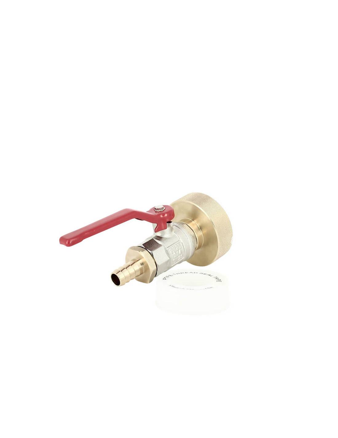 Raccord cuve S60X6 laiton - Vanne laiton + Embout droit 13 mm - Imagen 1