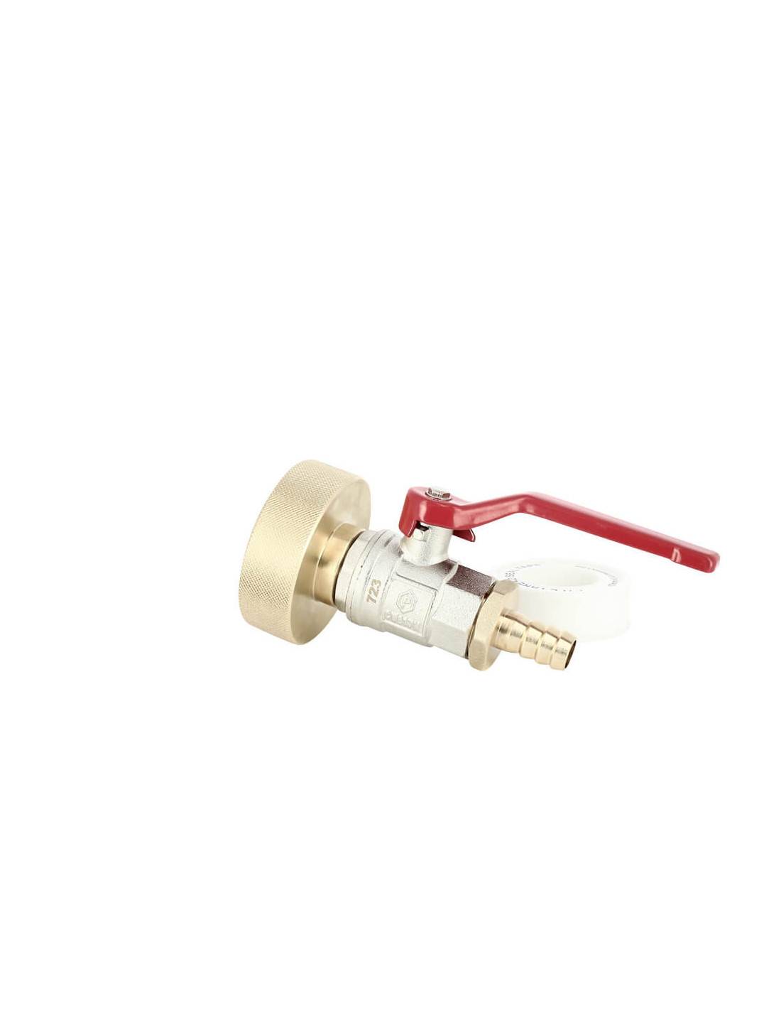 Raccord cuve S60X6 laiton - Vanne laiton + Embout droit 13 mm - Imagen 4