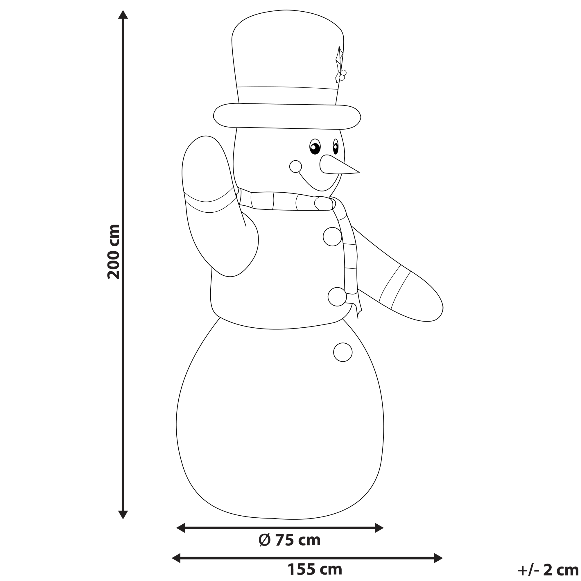 Beliani - Figurine de Noël Bonhomme de Neige Gonflable avec Lumières LED 200 cm en Polyester Blanc Ruka - Imagen 3
