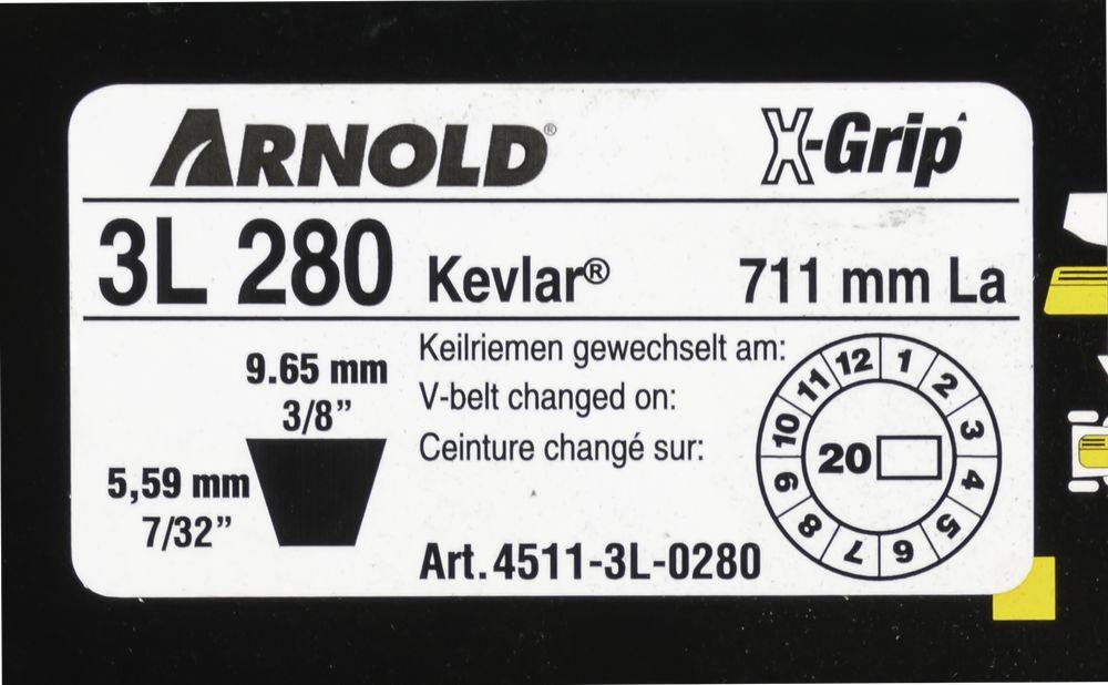 Arnold - Courroie trapézoïdale X-Grip V de type 3L280 Arnold - Imagen 2