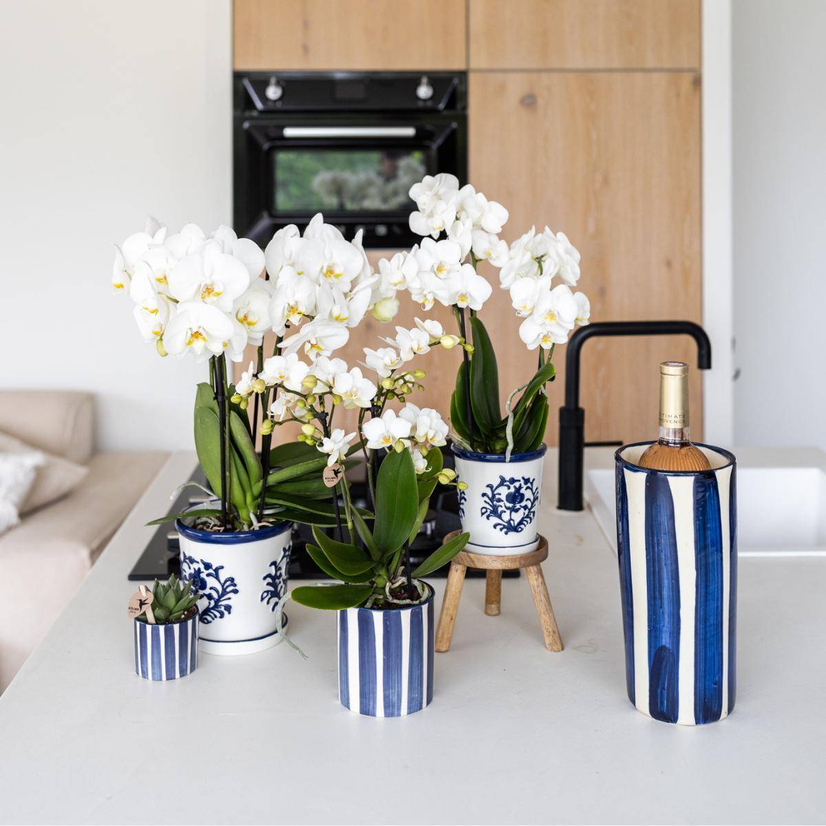 Pot décoratif Painted Stripe - Bleu- La Green Touch - Imagen 4