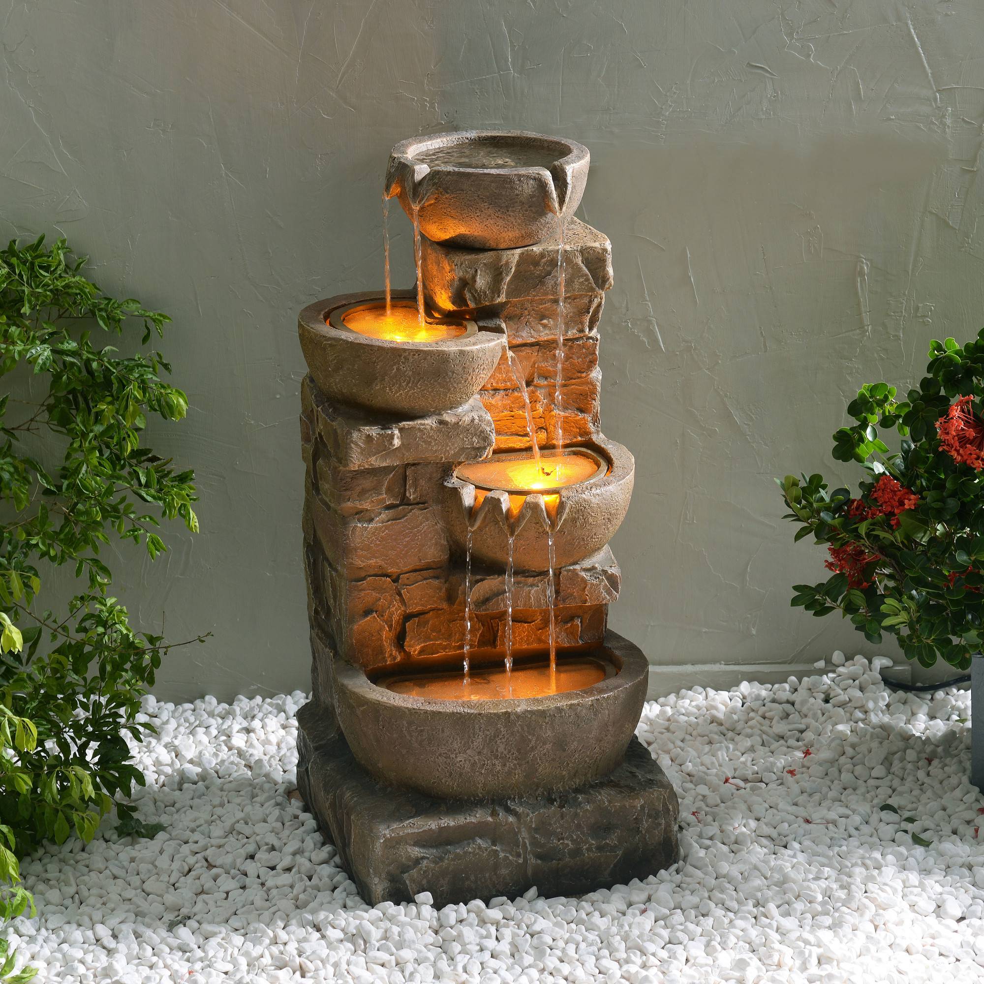 Teamson Home - Fontaine LED en polyrésine, marron Teamson Home