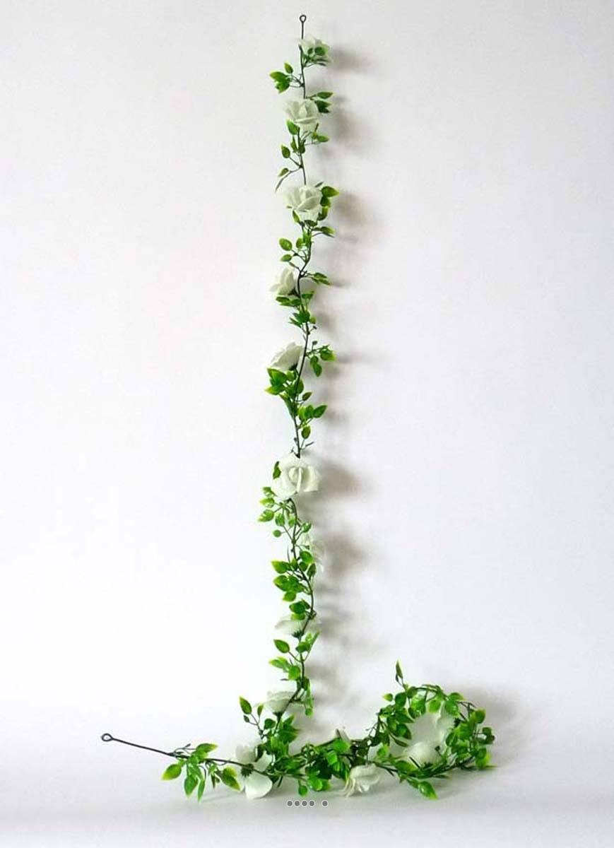 Artificielles - Guirlande de 16 Roses artificielles crème plastique L 180 cm - couleur: Crème