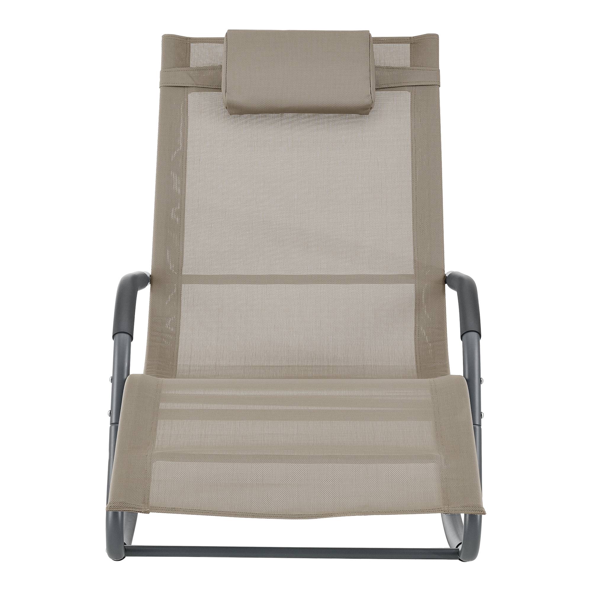 Lote de 2 Tumbonas Mecedora Caracena Acero Textil Beige [en.casa] - Imagen 3