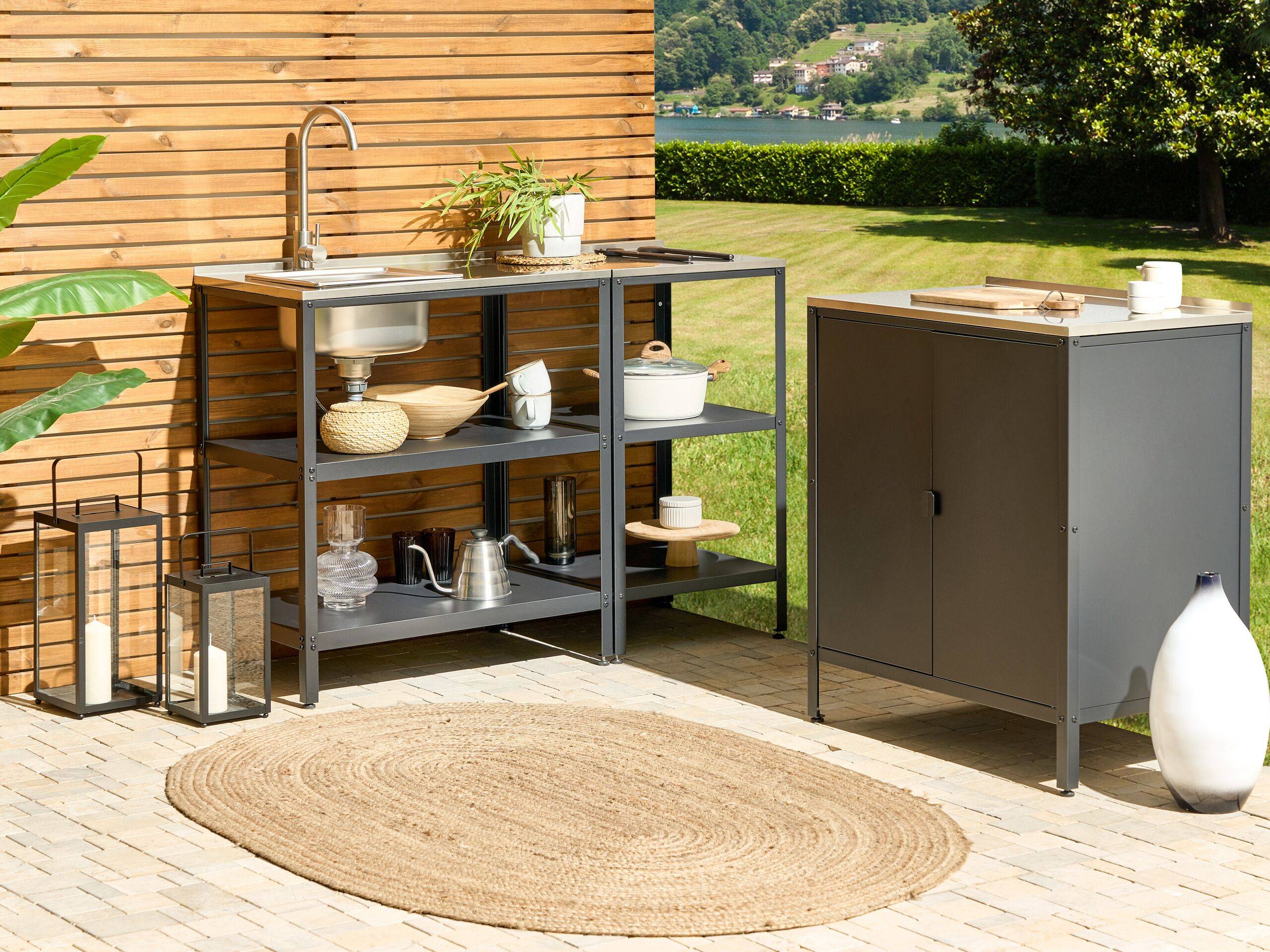 Beliani - Cuisine de jardin Acier Noir VILAMA - 80x50x90- Beliani - Image 1