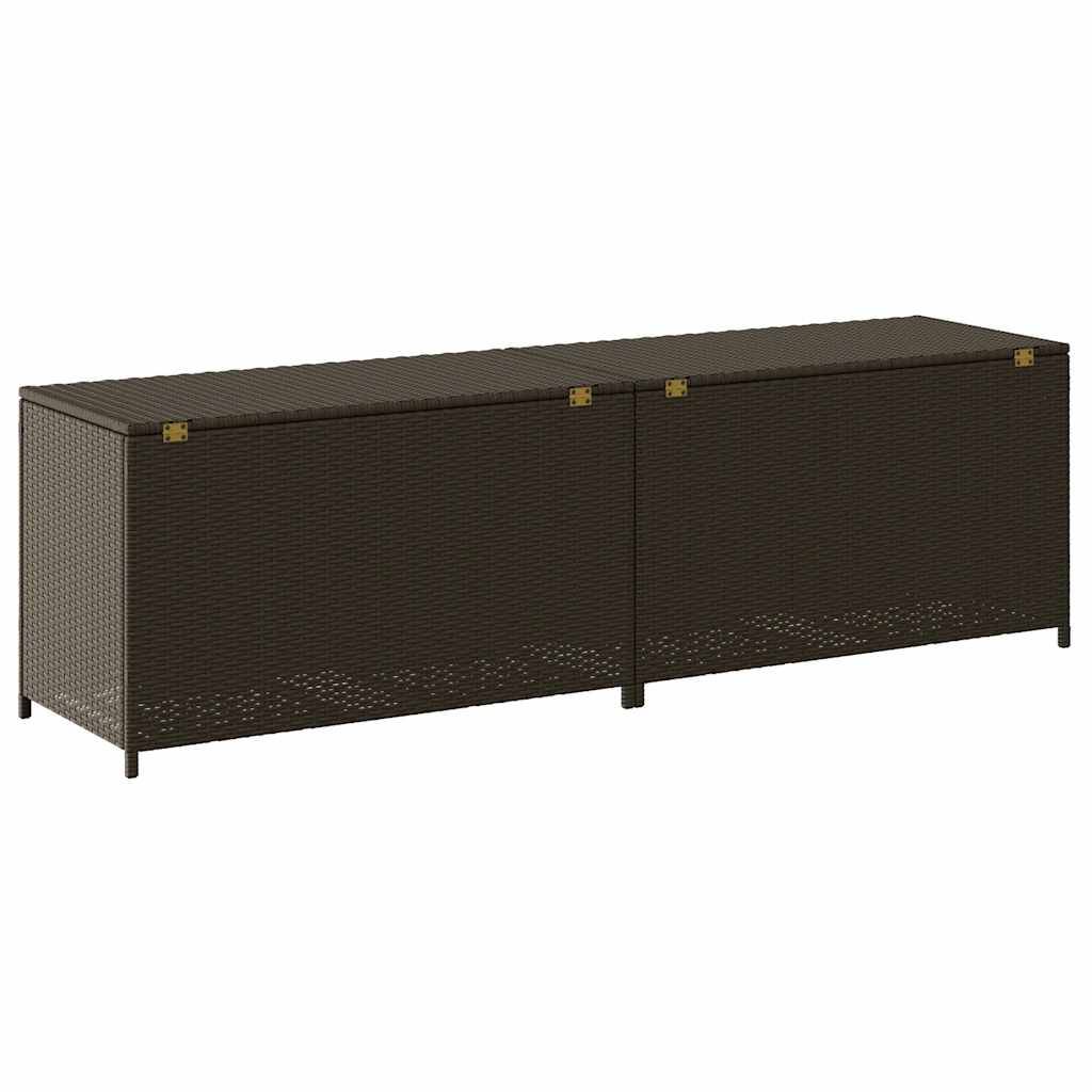 Longue Boîte de Rangement Résine Tressée Étanche pour Terrasse Extérieur Marron 200x50x60 cm – ComfortXL Outdoor Living - Image 6