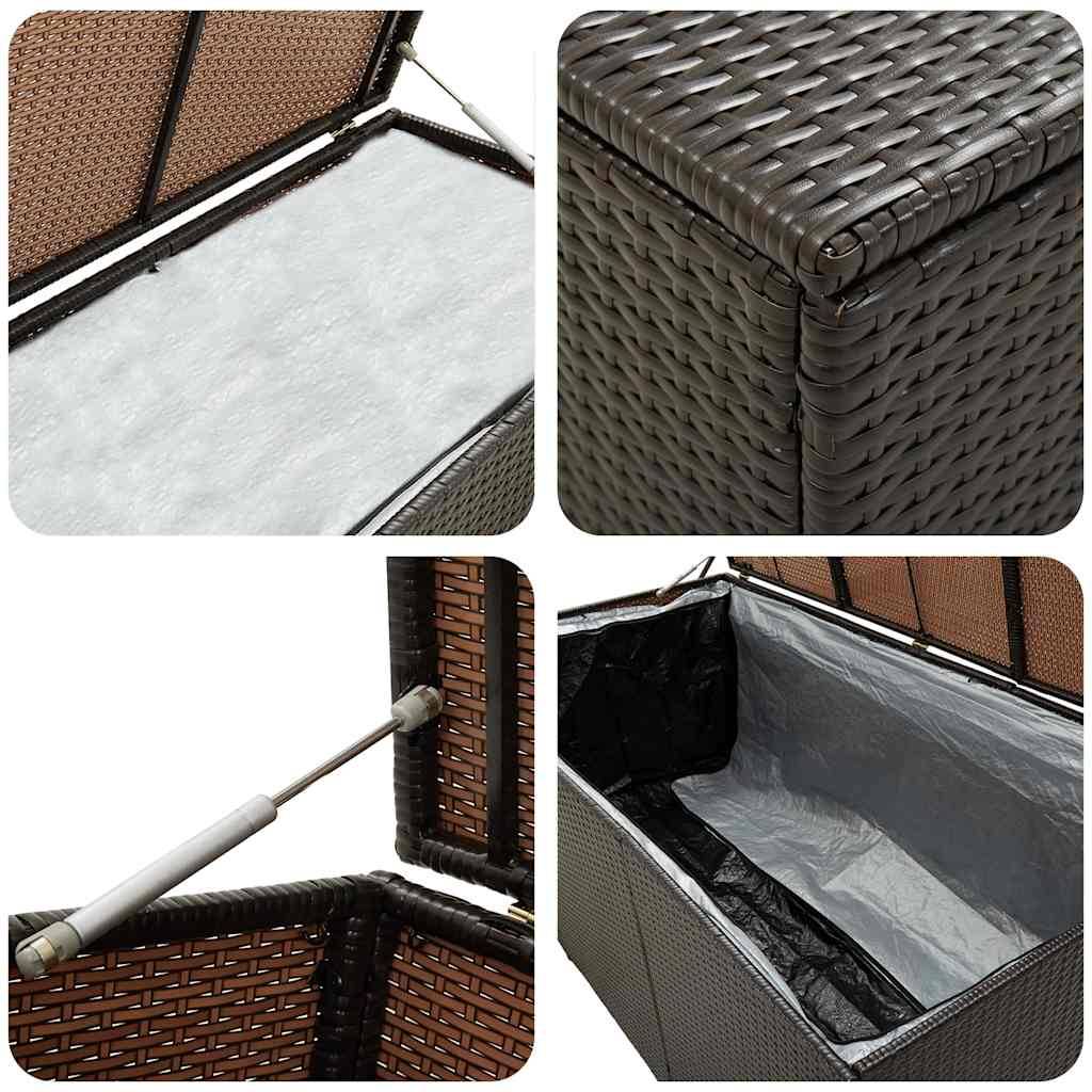 Longue Boîte de Rangement Résine Tressée Étanche pour Terrasse Extérieur Marron 200x50x60 cm – ComfortXL Outdoor Living - Image 7
