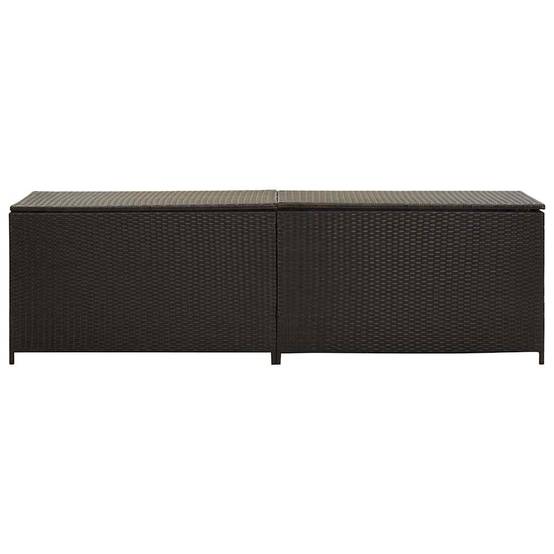 Longue Boîte de Rangement Résine Tressée Étanche pour Terrasse Extérieur Marron 200x50x60 cm – ComfortXL Outdoor Living - Image 3