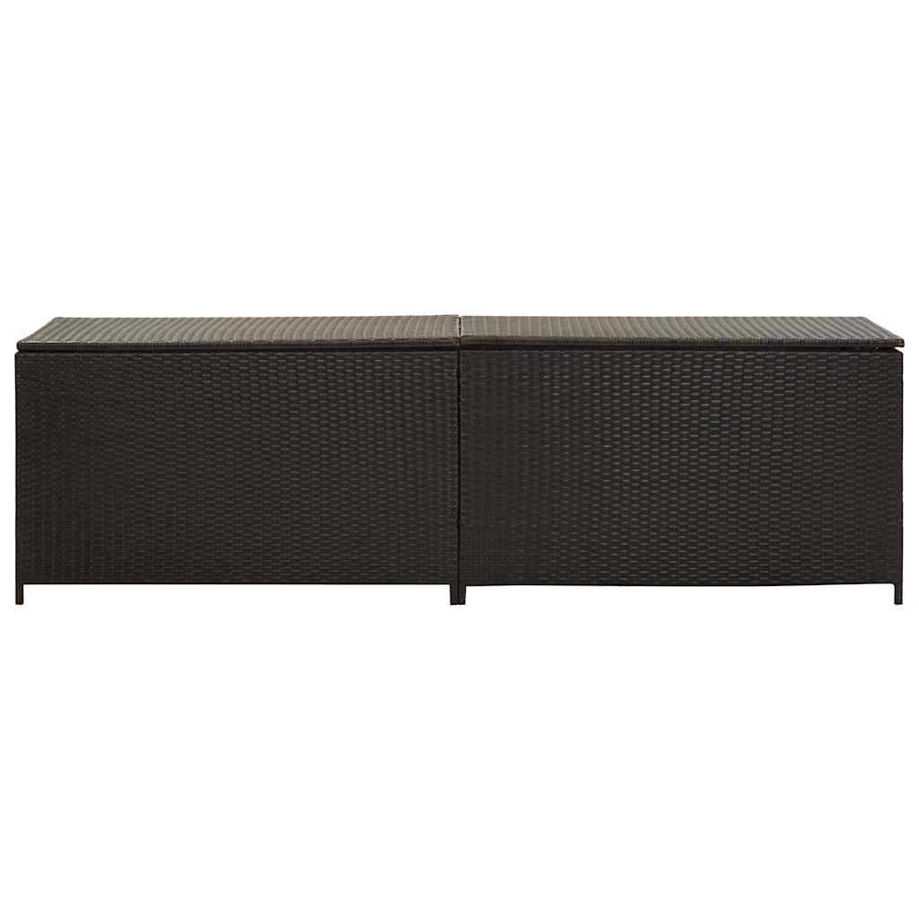 Longue Boîte de Rangement Résine Tressée Étanche pour Terrasse Extérieur Marron 200x50x60 cm – ComfortXL Outdoor Living - Image 3
