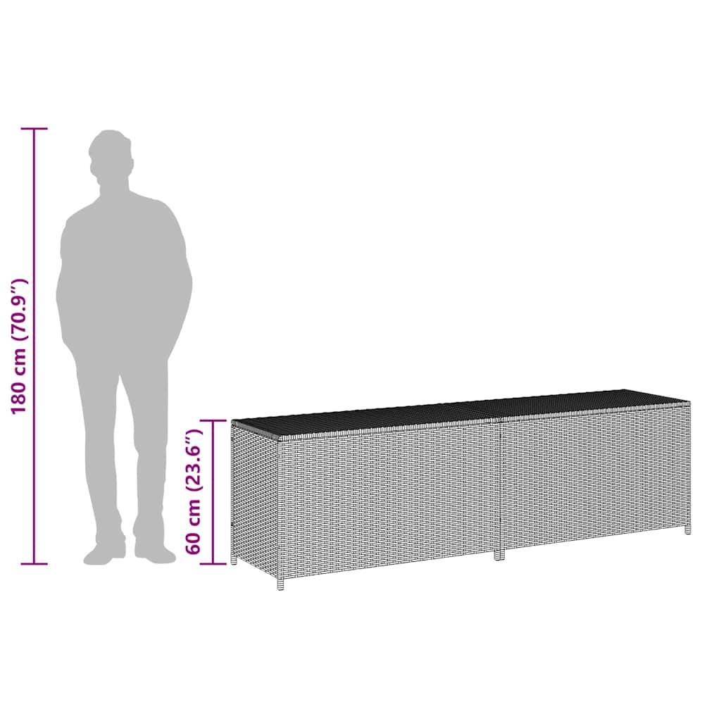 Longue Boîte de Rangement Résine Tressée Étanche pour Terrasse Extérieur Marron 200x50x60 cm – ComfortXL Outdoor Living - Image 9