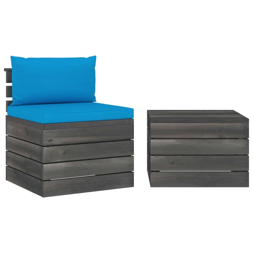 Helloshop26 - Salon de jardin palette meuble d'extérieur ensemble de mobilier 2 pièces avec coussins bois de pin massif - Imagen 1