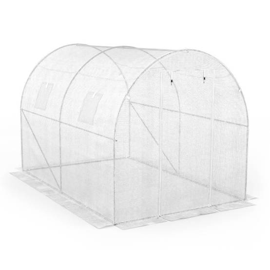IDMARKET - Serre de jardin tunnel 6m² 3 x 2 x 2 m acier galvanisé + bâche anti-UV avec porte et fenêtres ROMA blanche - Image 3