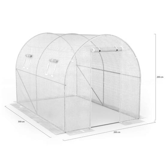 IDMARKET - Serre de jardin tunnel 6m² 3 x 2 x 2 m acier galvanisé + bâche anti-UV avec porte et fenêtres ROMA blanche - Image 6