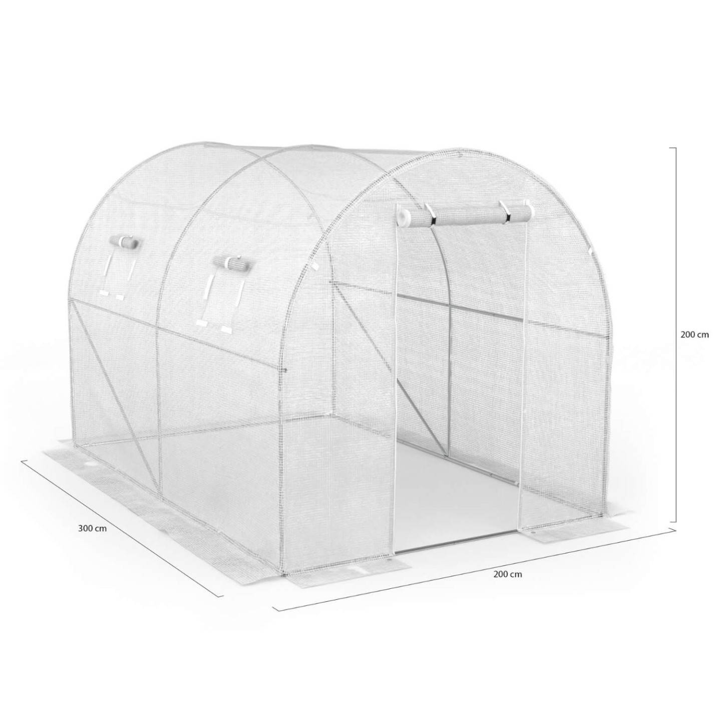 IDMARKET - Serre de jardin tunnel 6m² 3 x 2 x 2 m acier galvanisé + bâche anti-UV avec porte et fenêtres ROMA blanche - Image 6