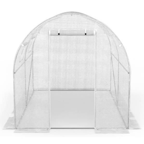 IDMARKET - Serre de jardin tunnel 6m² 3 x 2 x 2 m acier galvanisé + bâche anti-UV avec porte et fenêtres ROMA blanche - Image 4