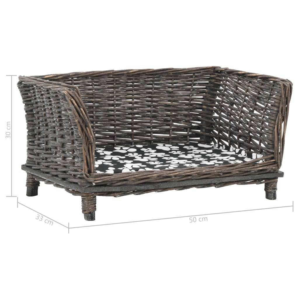 Vidaxl - Panier pour chiens avec coussin Gris 50x33x30 cm Saule naturel vidaXL 170774 - Imagen 3