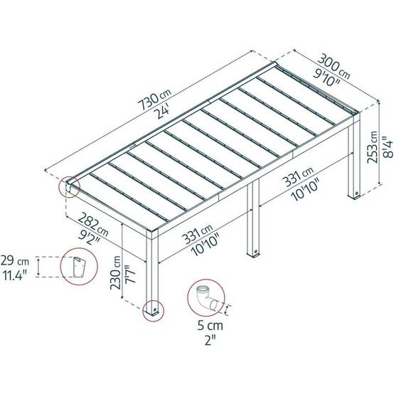 Canopia - Canopia Pergola Helsinki 3 x 7,3 m Pergola en bois de cèdre - Imagen 3