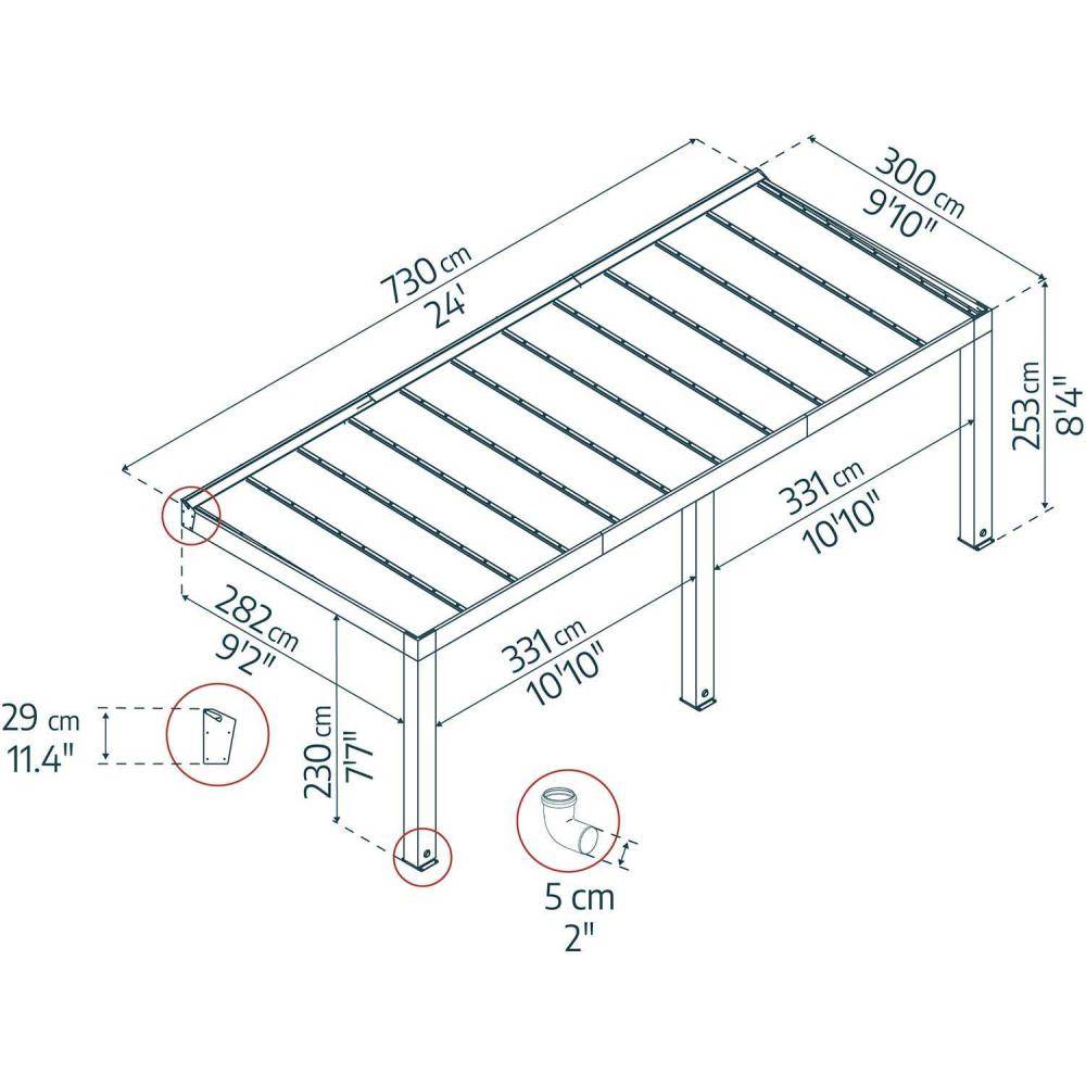 Canopia - Canopia Pergola Helsinki 3 x 7,3 m Pergola en bois de cèdre - Imagen 3