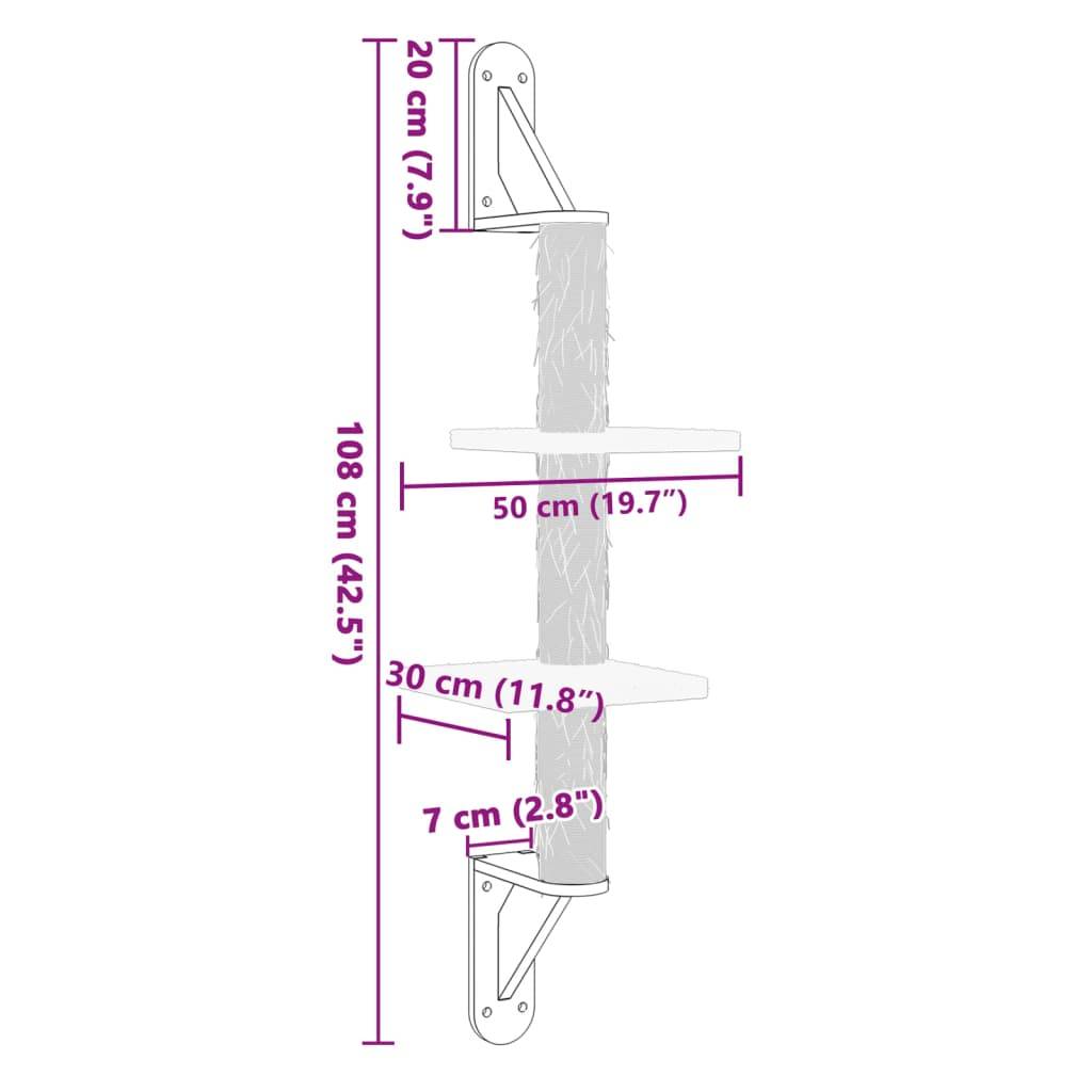 Vidaxl - Arbre à chat mural avec griffoir gris foncé 108 cm vidaXL 172412 - Image 3