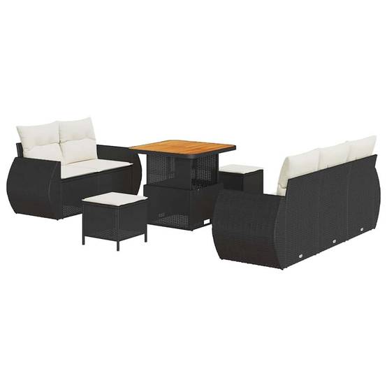 ComfortXL - Salon de Jardin Modulable 7 Places Résine Tressée et Bois d'Acacia 8 pcs avec Table Noir – ComfortXL Outdoor Living - Image 2